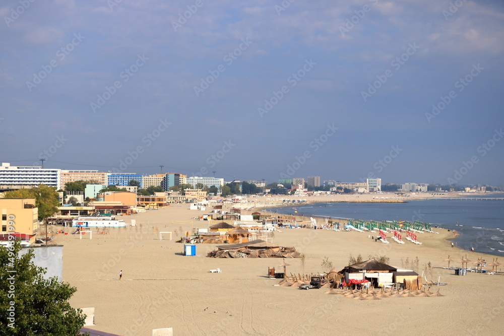 Aerial view of Constanta/Mamaia, popular tourist place and resort on black sea in Romania
