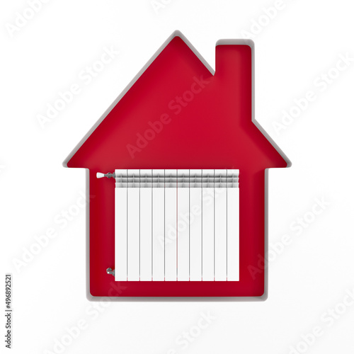 red house and radiator on w...