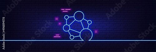 Neon light glow effect. Integrity line icon. Social network sign. Core value symbol. 3d line neon glow icon. Brick wall banner. Integrity outline. Vector