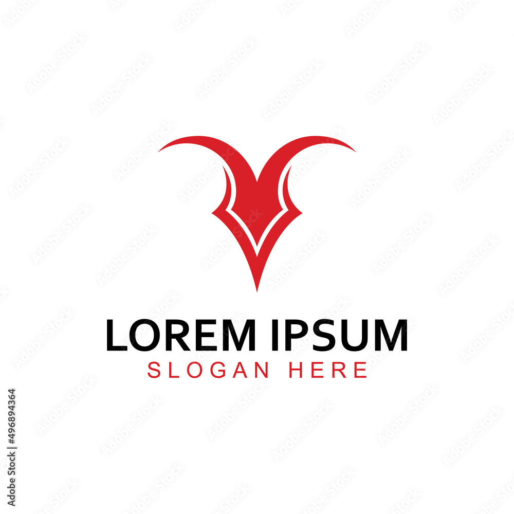 Fototapeta premium Bull's head horn logo. Using a vector illustration template design concept.