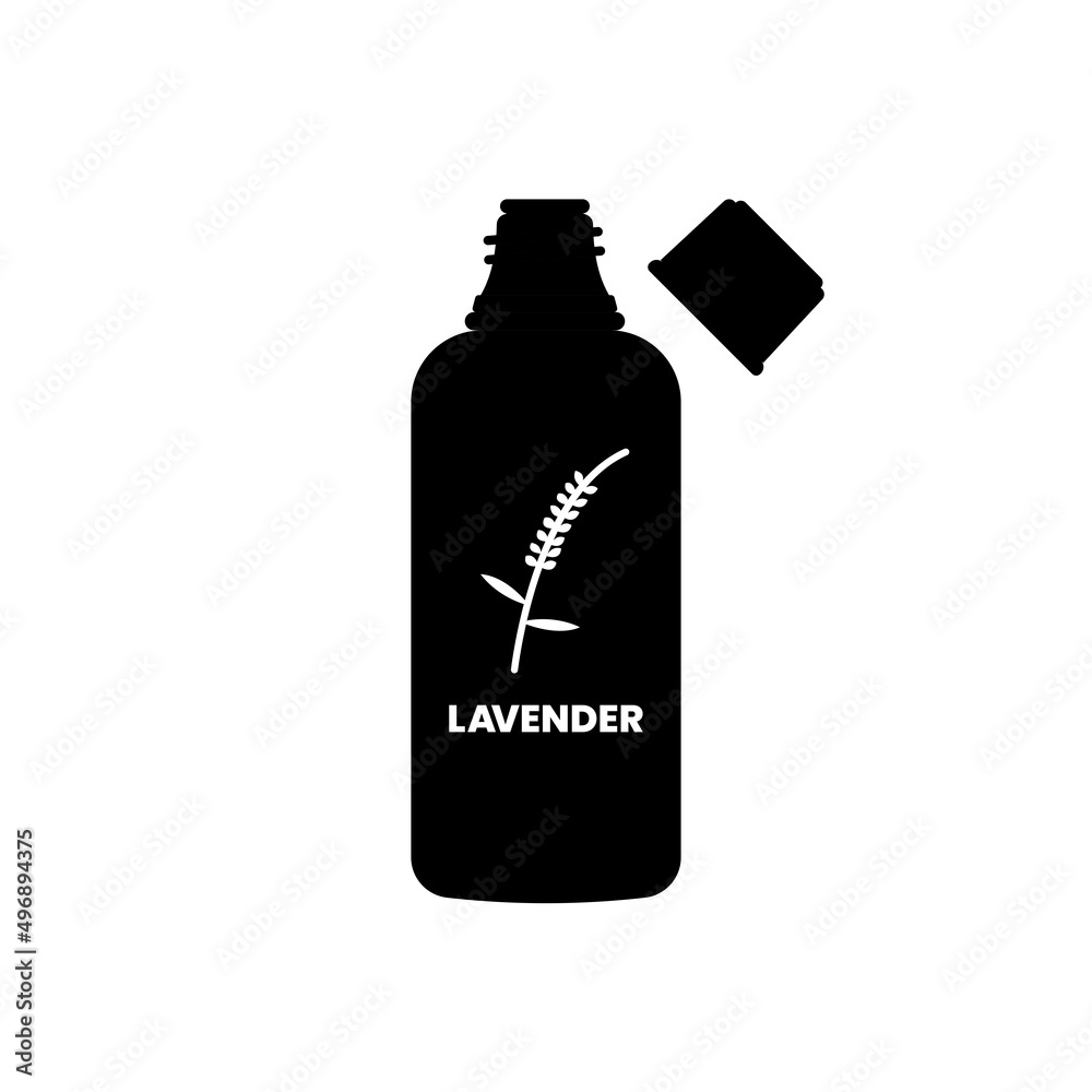 Lavender Oil Silhouette. Black and White Icon Design Element on Isolated White Background Lavender Oil Silhouette. Black and White Icon Design Element on Isolated White Background