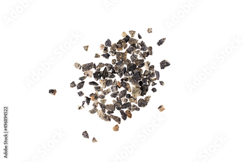 Small granite stones isolated on white background.