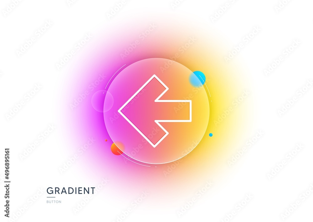 Left arrow line icon. Gradient blur button with glassmorphism. Direction Arrowhead symbol. Navigation pointer sign. Transparent glass design. Left arrow line icon. Vector Left arrow line icon. Gradient blur button with glassmorphism. Direction Arrowhead symbol. Navigation pointer sign. Transparent glass design. Left arrow line icon. Vector