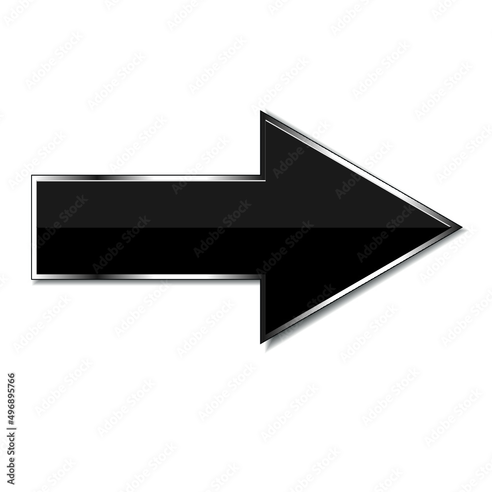 Black shiny 3d arrow isolated on a white background Black shiny 3d arrow isolated on a white background