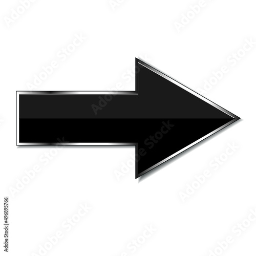Black shiny 3d arrow isolated on a white background