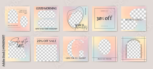Design backgrounds for social media banner. Set of instagram post frame templates.Vector cover. Mock up for personal blog or shop.Layout for promotion.Endless square puzzle layout	