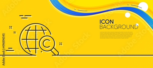 International Ð¡opyright line icon. Abstract yellow background. Copywriting sign. World symbol. Minimal international Ð¡opyright line icon. Wave banner concept. Vector