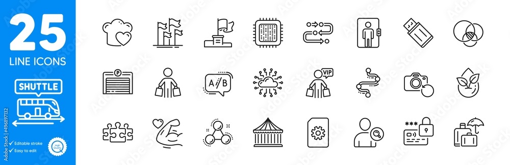 Outline icons set. Euler diagram, Chemistry molecule and File management icons. Love cooking, Find user, Strong arm web elements. Elevator, Methodology, Organic product signs. Vector Outline icons set. Euler diagram, Chemistry molecule and File management icons. Love cooking, Find user, Strong arm web elements. Elevator, Methodology, Organic product signs. Vector