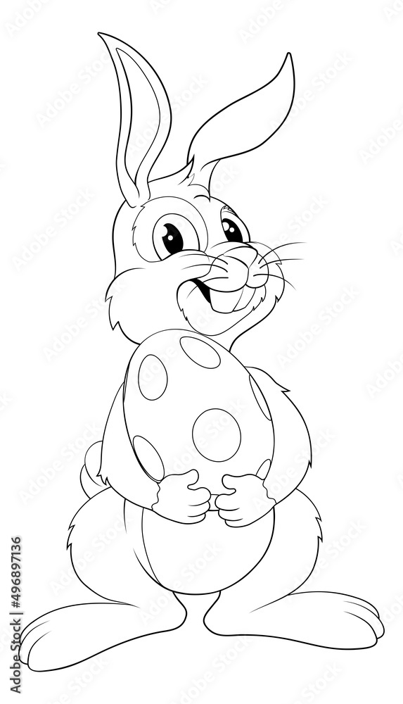 Easter Bunny Cartoon Rabbit With Giant Egg Easter Bunny Cartoon Rabbit With Giant Egg