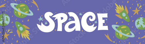 Cosmonautics Day. Space. Vector illustration and banner