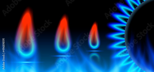 Gas banner with gas flame vector eps10