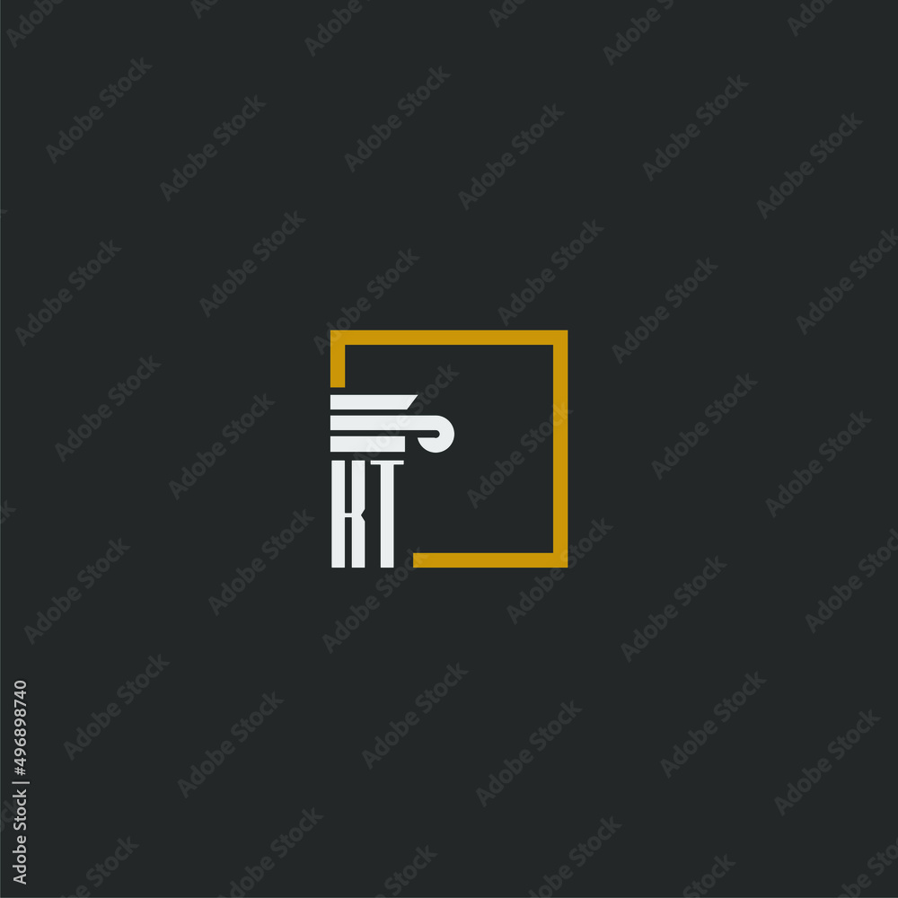 KT initial monogram logo for lawfirm with pillar in creative square ...