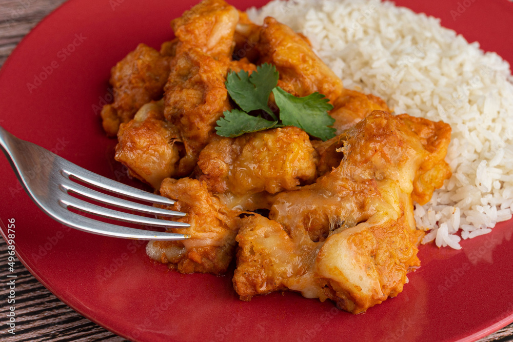 Meal - Chicken breast with pieces of mozzarella cheese and white rice Meal - Chicken breast with pieces of mozzarella cheese and white rice