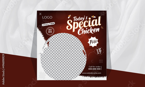 Delicious Chicken food menu and restaurant social media promotion and Instagram banner post design Template Premium
