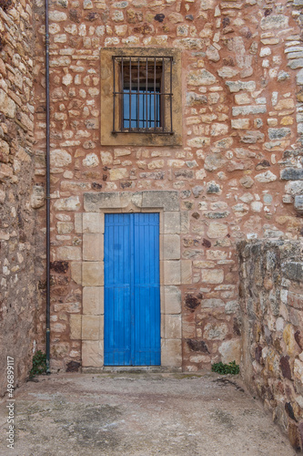 Blur door, Roussillon village, Vaucluse, Provence, France