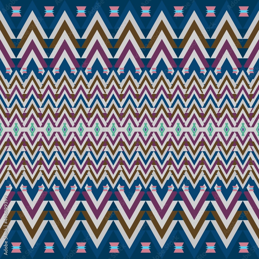 Ikat geometric folklore ornament. Tribal ethnic texture. Seamless striped pattern in Aztec style. Figure tribal embroidery. Indian, Scandinavian, Gyp sy, Mexican, folk pattern.ikat pattern. 