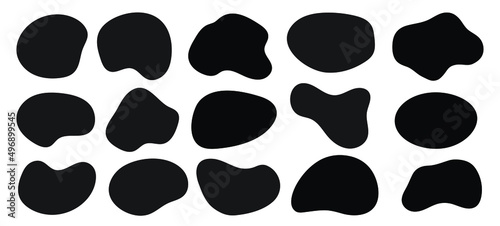 Elements water forms creative minimal, black blobs, round abstract organic shape collection. Inkblot texture, blotch, vector illustration collection. 