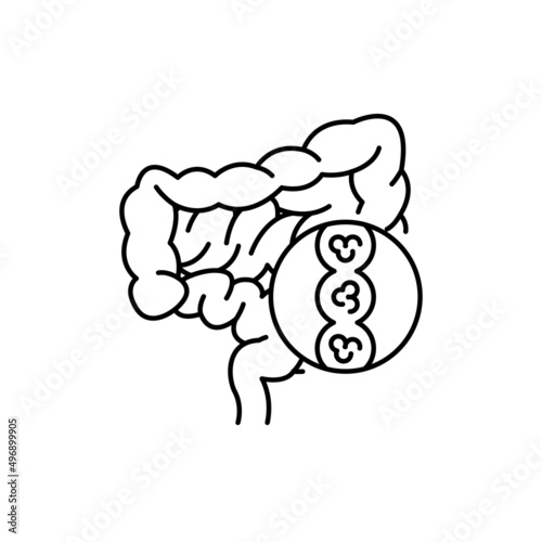 Intestines hurts color line icon. Human diseases.