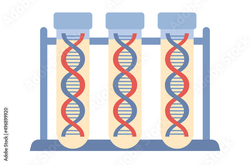 DNA test tubes. Genetic analysis test. Genetic research concept. Vector flat illustration