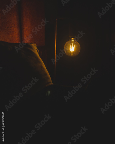 Old light bed bulb lamp  photo