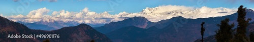 Mount Chaukhamba evening view panorama himalaya photo