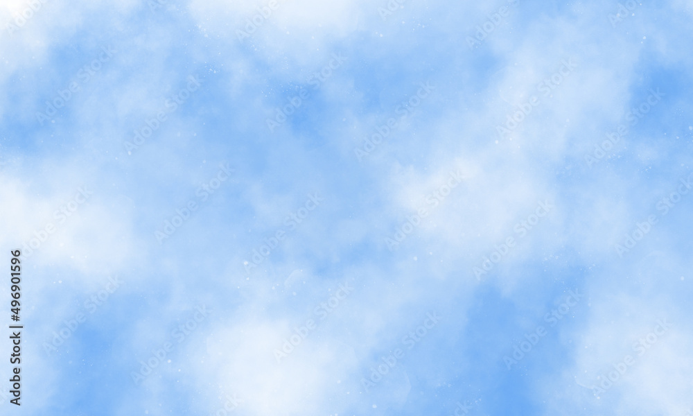 Watercolor illustration cloudy art abstract blue color texture background, clouds and sky pattern. Watercolor paper background. Abstract Painted Illustration. Brush stroked painting.	
