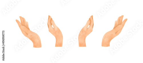 Watercolor beauty hand illustration. Holding hand, hope, charity concept. Present hand for skin care product. Vector design