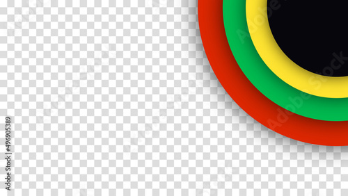 Black History Month. Abstract circle black, red, yellow, green color banner background. Copy space for text. Transparent background