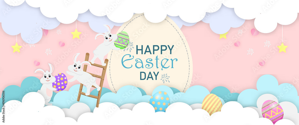 Three bunny are greeting wish to Happy Easter Day. Three bunny are greeting wish to Happy Easter Day.