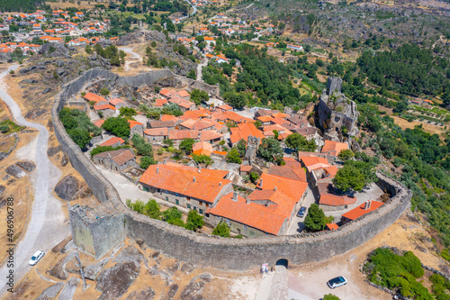 Aerial view of castle in Portuguese town Sortelha photo