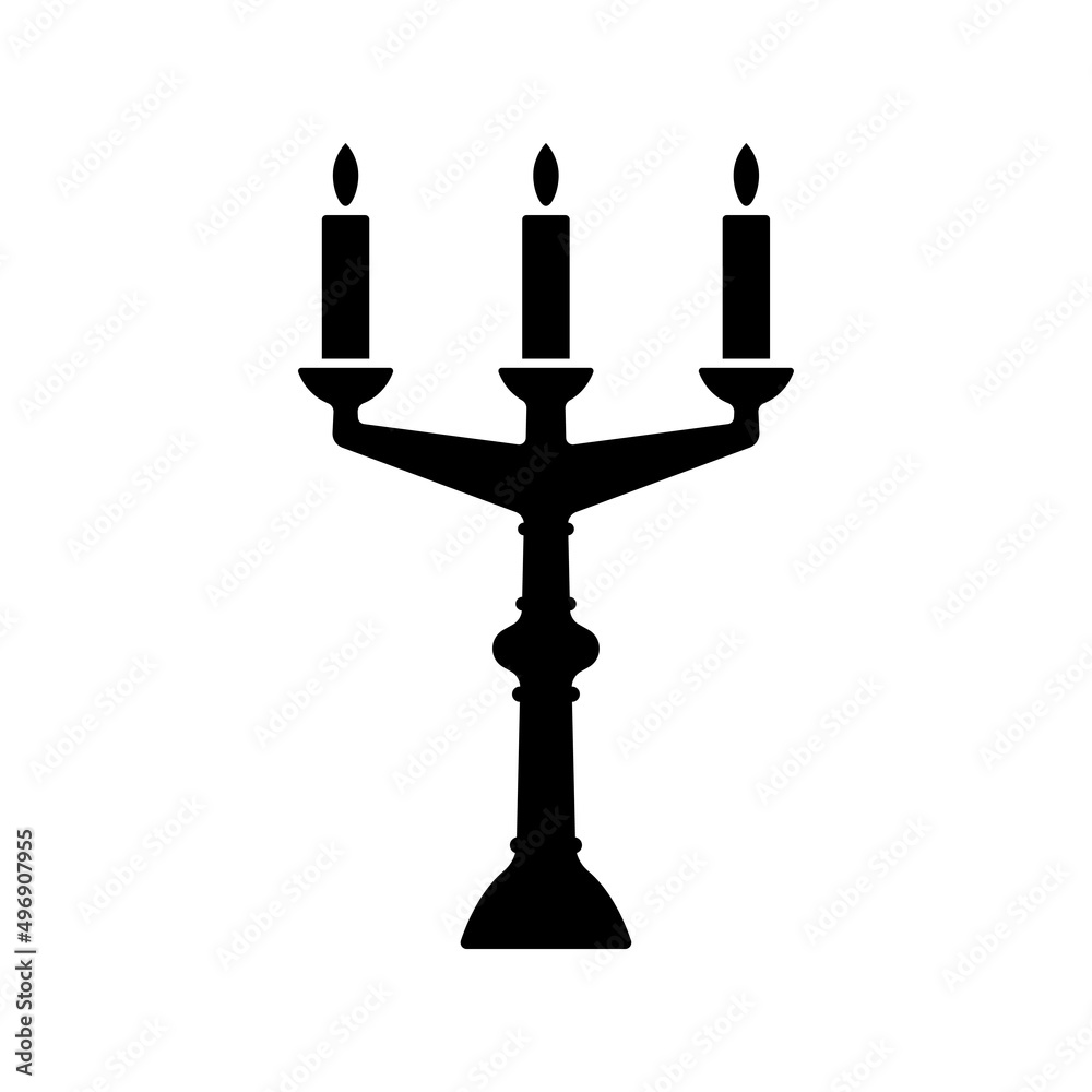 Candlestick icon. Black silhouette. Front view. Vector simple flat graphic illustration. Isolated object on a white background. Isolate.