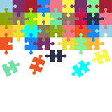 Jigsaw puzzle with multicolor separate pieces. Vector