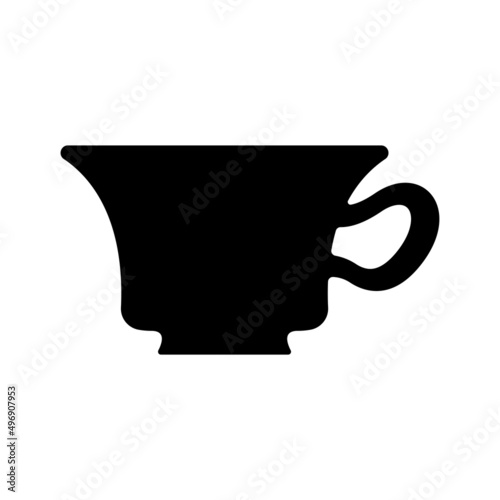 Tea cup icon. Black silhouette. Side view. Vector simple flat graphic illustration. Isolated object on a white background. Isolate.
