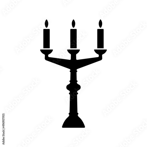 Candlestick icon. Black silhouette. Front view. Vector simple flat graphic illustration. Isolated object on a white background. Isolate.