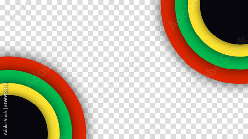 Black History Month. Abstract circle black, red, yellow, green color banner background. Copy space for text. Transparent background