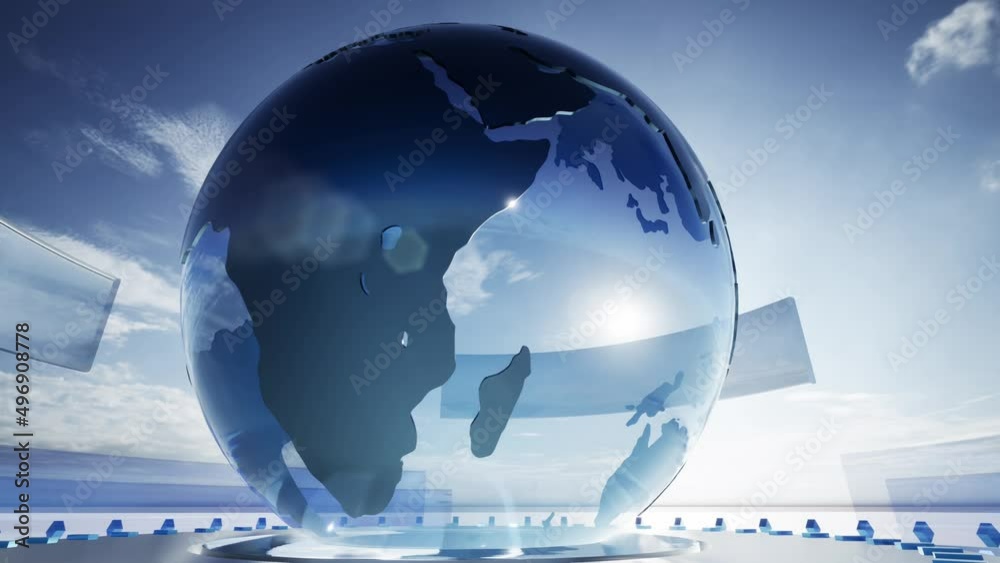 World news digital blue background 