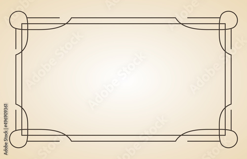 Decorative frame. Vintage calligraphic antique border. Ornate calligraph rectangle frame. Filigree line ornament for framed certificate template