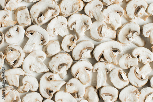 White sliced mushroom backgrounds
