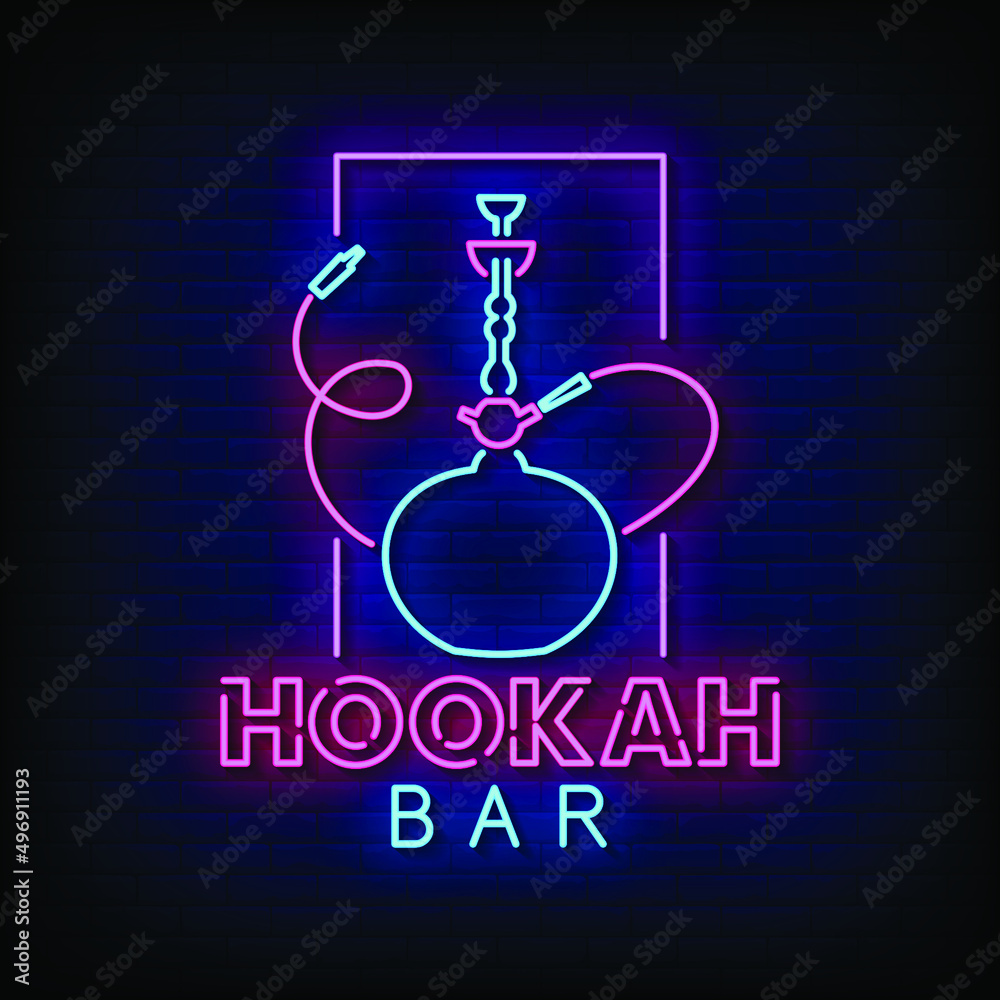 Hookah Bar Neon Signs Style Text Vector Hookah Bar Neon Signs Style Text Vector