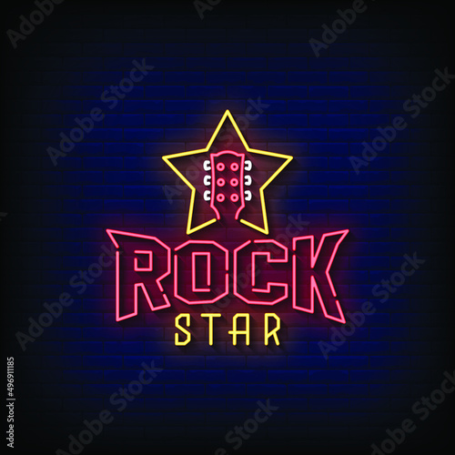 Rock Star Neon Signs Style Text Vector