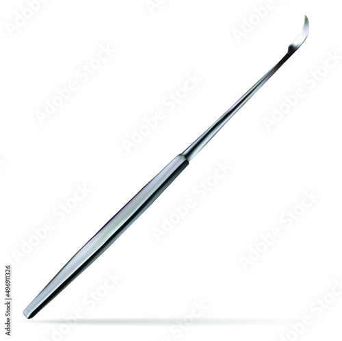 Abraham s knife for tonsils. Anatomy instrument and removal of tonsils. Medical surgical instrument. Vector illustration