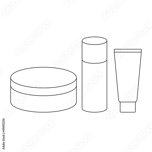 Cosmetics and skincare package set illustration