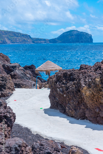 Varadouro natural swimming pools at Faial island, Azores, Portugal photo