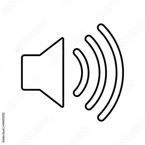 Speaker line icon. Simple loudspeaker and sound or voice signals. Vector illustration