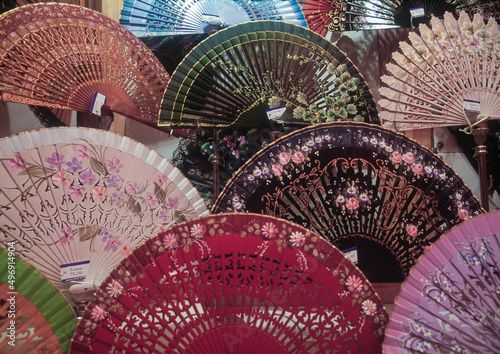 Fans on the display window for sale, Spain