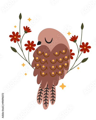 poster with bird and flower