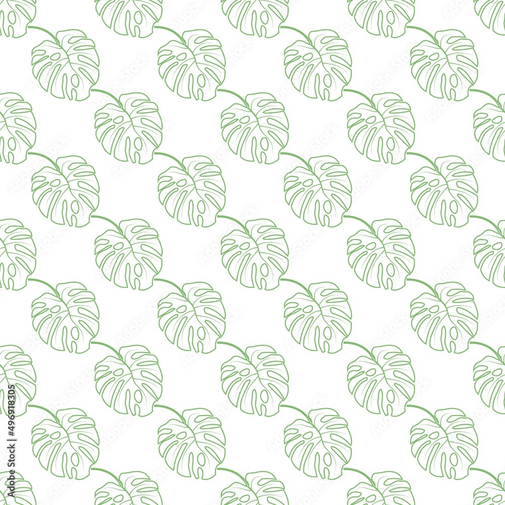 Seamless pattern of monstera leaves for background