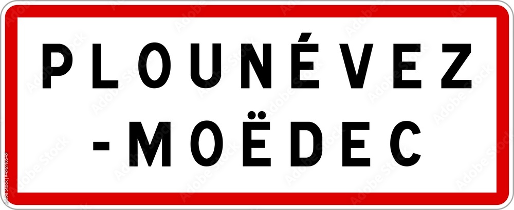 Panneau entrée ville agglomération Plounévez-Moëdec / Town entrance sign Plounévez-Moëdec