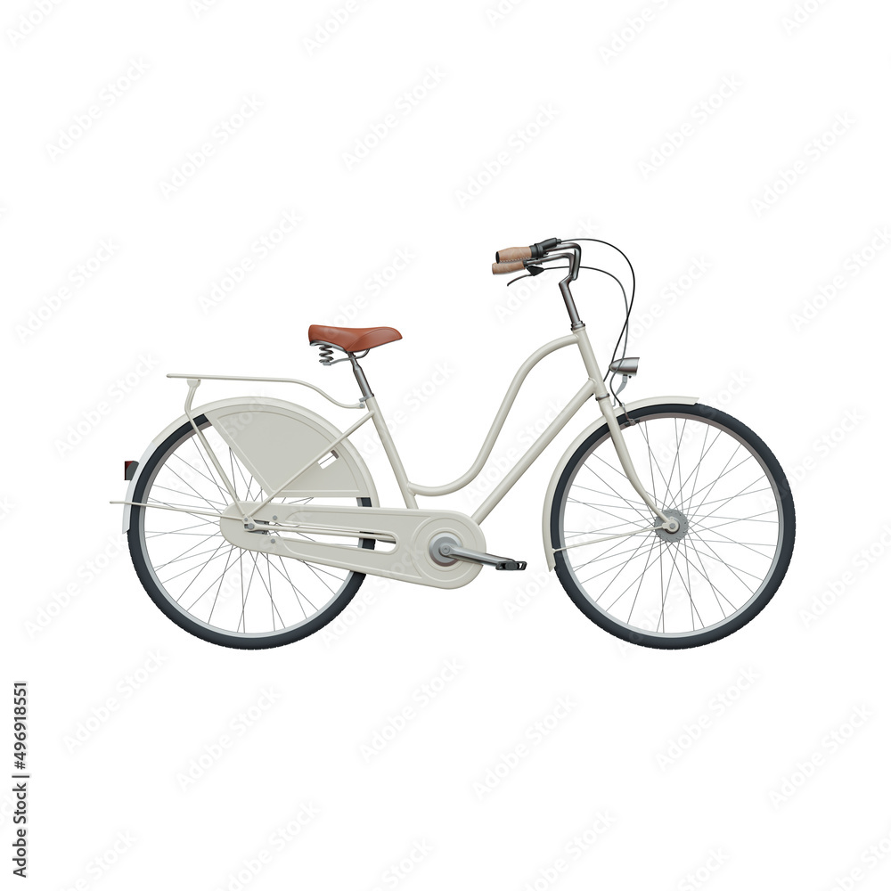 3D rendering vintage bicycle on white background