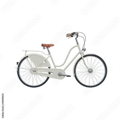 3D rendering vintage bicycle on white background